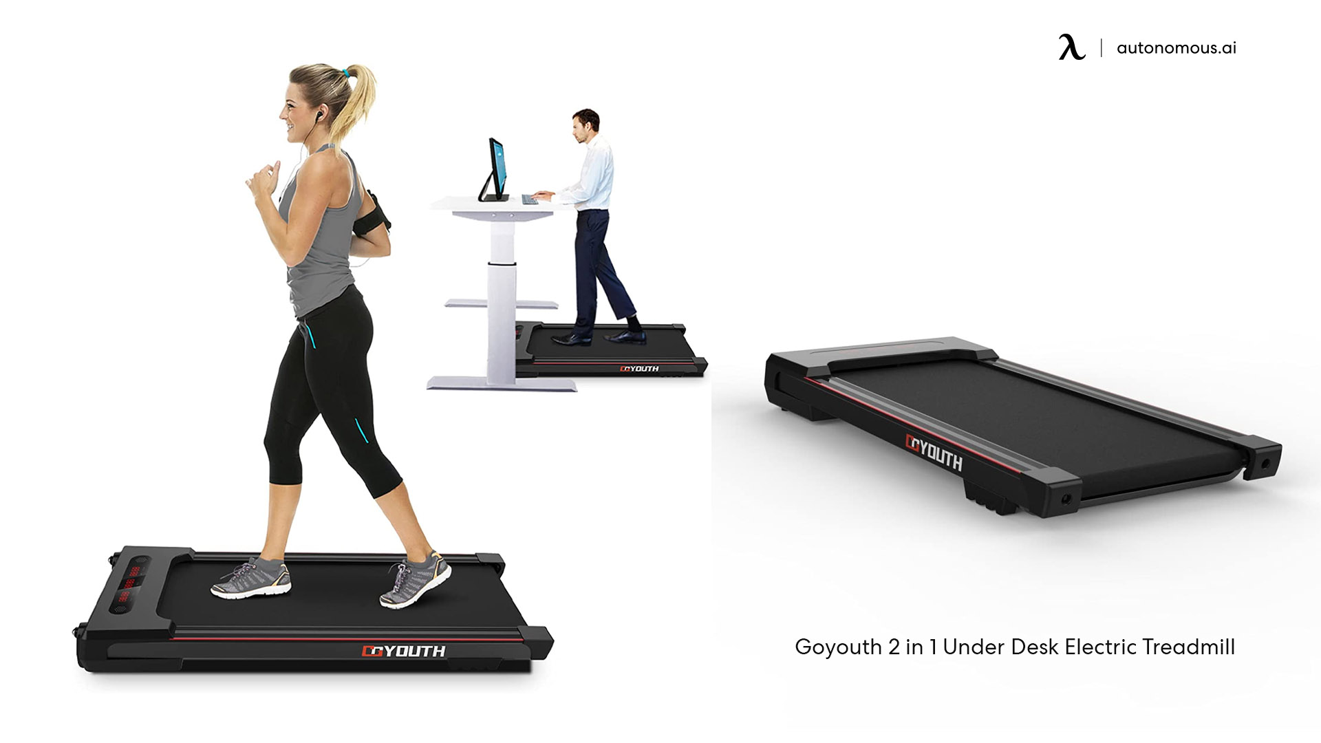 Goyouth 2 in 1 Under Desk Electric Treadmill