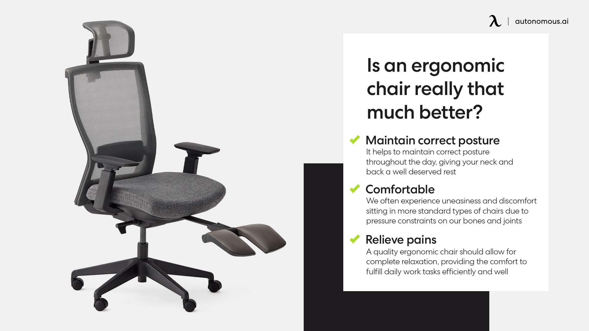 Photo of an ergonomic chair features that much better