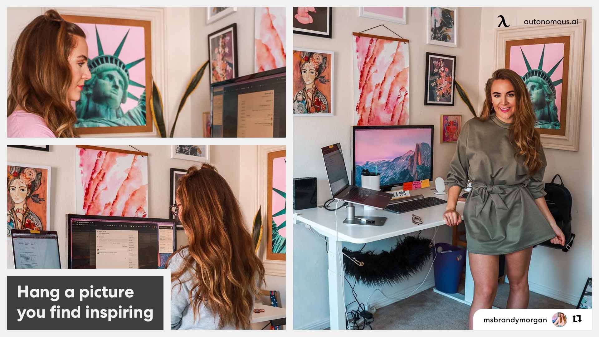 Creative workspace with art