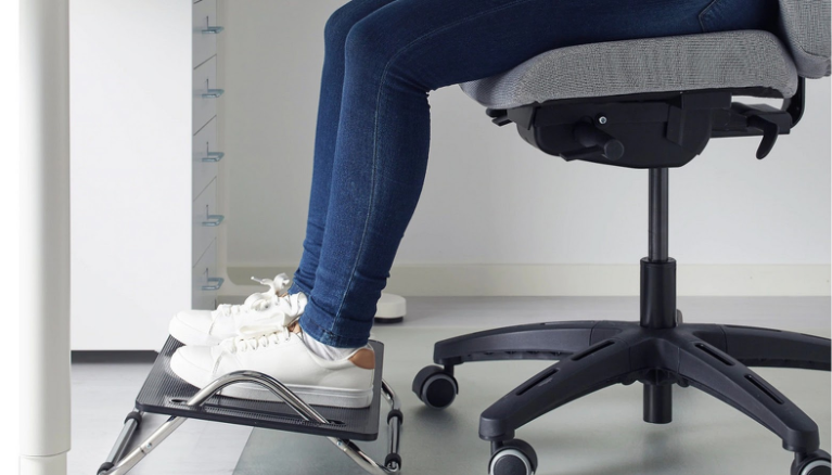 A footstool or footrest can help to improve your posture while working.